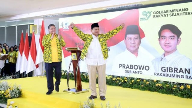 Calon Presiden Prabowo Subianto saat hadir di kegiatan DPP Partai Golkar.