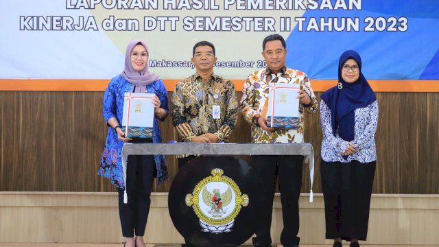 Ketua DPRD Sulawesi Selatan (Sulsel), Andi Ina Kartika Sari menghadiri Penyerahan Laporan Hasil Pemeriksaan (LHP) Kinerja  Dengan Tujuan Tertentu (DTT) Semester II Tahun 2023.