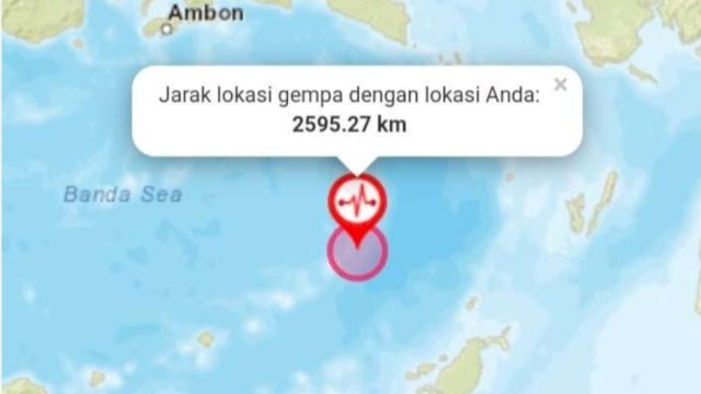 Titik gempa di Kepulauan Tanimbar.