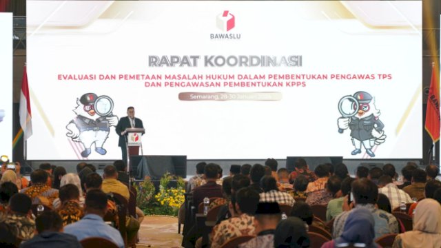 Rapat Koordinasi Evaluasi dan Pemetaan Masalah Hukum Pembentukan Pengawas TPS (PTPS) dan Pengawasan Pembentukan KPPS, di Semarang, Jawa Tengah.
