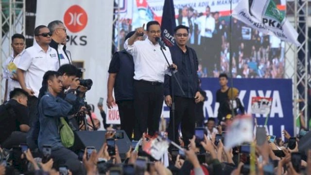 Calon Presiden Nomor Urut 1, Anies Rasyid Baswedan saat melakukan kampanye.