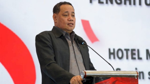 Anggota Bawaslu Herwyn JH Malonda dalam Konsolidasi Nasional Persiapan Pengawasan Tahapan Masa Tenang, Pemungutan dan Penghitungan Suara Pada Pemilu 2024, di Jakarta.

