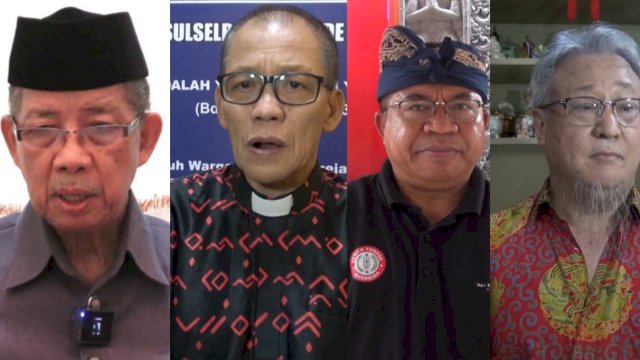 Tokoh lintas agama di Sulsel menyampaikan pesan damai jelang Pemilu 2024.