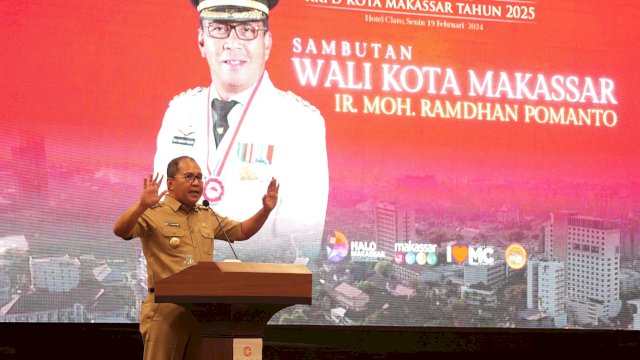 Wali Kota Moh Ramdhan Pomanto dalam Forum Konsultasi Publik RKPD Makassar 2025 yang digelar Badan Perencanaan dan Pembangunan Daerah (Bappeda) Makassar, di Hotel Claro, Senin, 19 Februari 2024.