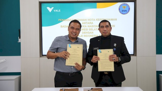 Cegah Narkoba di Lingkungan Karyawan, PT Vale MoU dengan BNN Sulsel