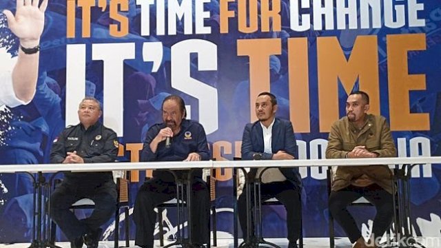 Ketua Umum Nasdem, Surya Paloh memberikan keterangan pers terkait hasil Pemilu 2024 di Nasdem Tower, Jakarta Pusat, Rabu (20/3/2024) malam.