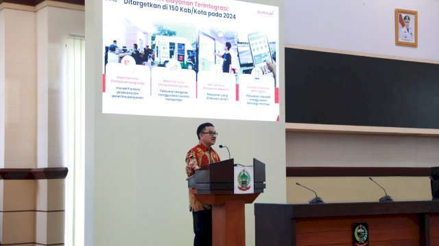 Staf Ahli Menteri Bidang Pemerintahan dan Otonomi Daerah Jufri Rahman dalam acara Asistensi Percepatan Pembangunan MPP dan Replikasi Inovasi Lingkup Provinsi Sulawesi Selatan&nbsp;di Makassar, beberapa waktu lalu.
