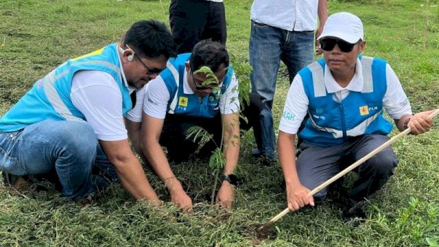 PLN UID Sulselrabar turut memberikan sumbangsih dalam menanam 1.000 pohon produktif yang terdiri dari bibit pohon alpukat, sukun, mangga dan kayu gaharu di Bendungan Tempe, Kecamatan Tempe, Kabupaten Wajo. Ist