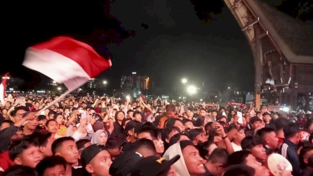 Meriahnya Nobar di Kawasan Losari, Meski Indonesia Harus Takluk di Tangan Uzbekistan