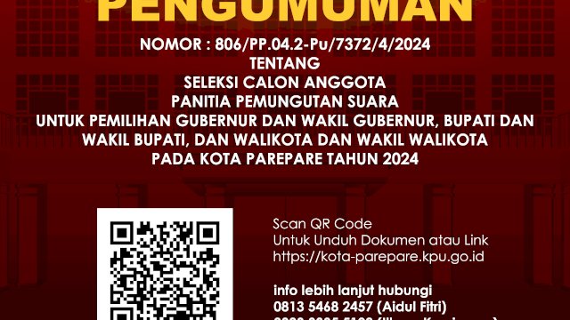 KPU Parepare Ajak&nbsp;Warga Daftarkan Diri Jadi Anggota PPS Pada Pilkada Serentak 2024
