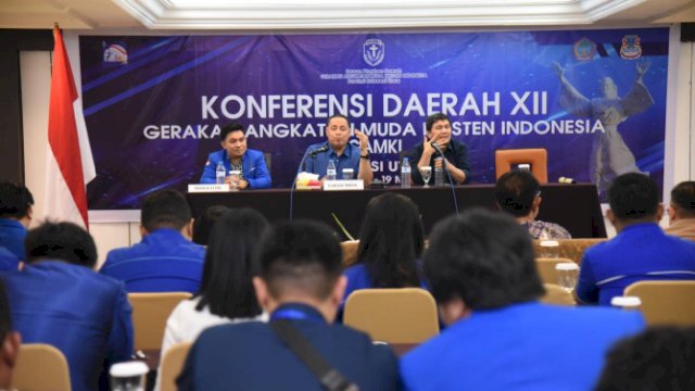 Angota Bawaslu Herwyn Malonda dalam Seminar Konferensi Daerah ke XII yang digelar DPD Gerakan Angkatan Muda Kristen Indonesia (GAMKI) di Sulawesi Utara, Jumat (17/5/2024).