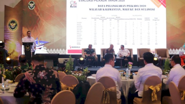 Ketua Bawaslu Rahmat Bagja menjadi pembicara dalam Rapat Koordinasi Kesiapan Penyelenggaraan Pilkada Serentak 2024 wilayah Kalimantan, Sulawesi dan Maluku di Makassar, Sulawesi Selatan, Rabu (26/06/2024)
