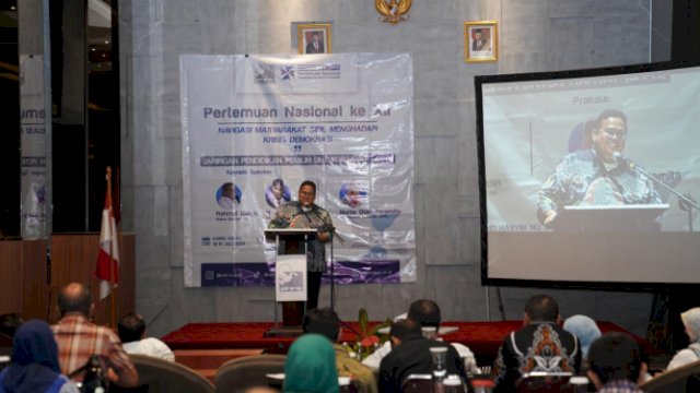 Ketua Bawaslu Rahmat Bagja dalam kegiatan PERNAS XII JPPR di Jakarta, Kamis (18/7/2024)