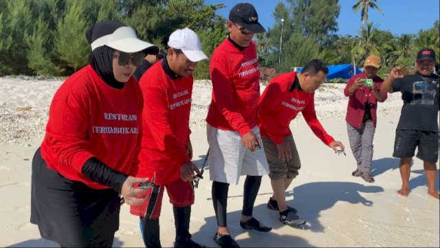 Rangkaian Hari Kemerdekaan, Komunitas Gustalcom Lakukan Restorasi Terumbu Karang di Pulau Lanjukang