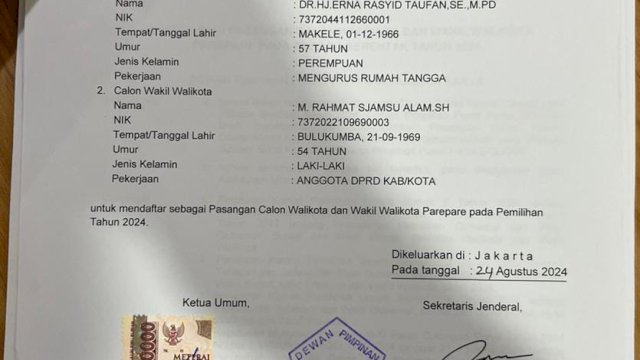 Partai Golkar Tetap Usung Erat Bersalam di Pilwalkot Parepare 