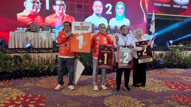 Hasil Pengundian Nomor Urut Pilgub Sulsel: Danny-Azhar 1, Sudirman-Fatma 2