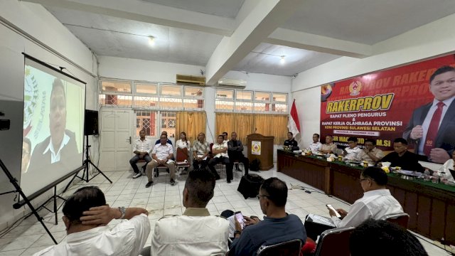 Rapat Kerja Provinsi (Rakerprov) KONI Sulsel tahun 2024 secara daring melalui Zoom Meeting. 