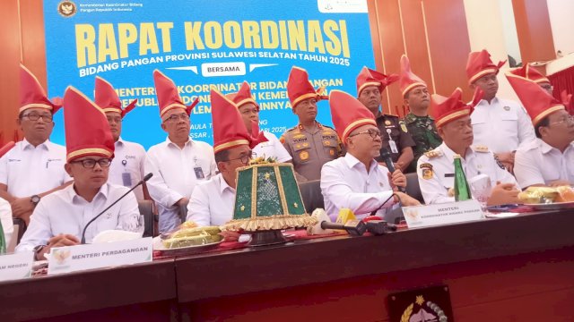 Rapat Koordinasi (Rakor) Bidang Pangan Provinsi Sulawesi Selatan 2025 di Ruang Tudang Sipulung Rumah Jabatan Gubernur Sulsel, Jumat (17/01/2025).