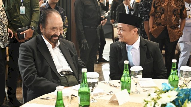 Surya Paloh menghadiri langsung acara Ramah Tamah Pelantikan Gubernur dan Wakil Gubernur Sulsel masa jabatan 2025-2030 di Hutan Kota by Plataran Jakarta, Kamis 20 Februari 2025. 