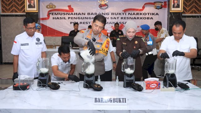 1,4 Kilogram Sabu Sitaan Selama Desember, Musnah Diblender