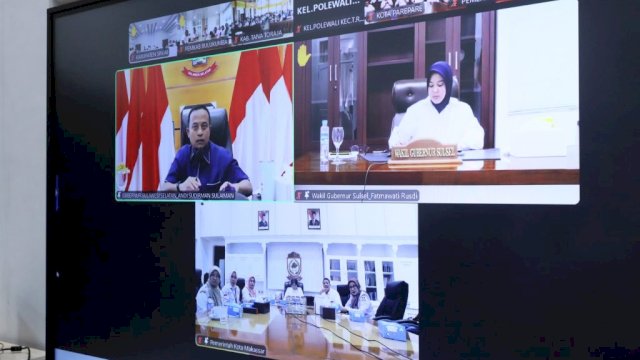 Wakil Wali Kota Makassar Aliyah Mustika Ilham saat mengikuti Rapat Koordinasi bersama Pemerintah Provinsi Sulawesi Selatan (Pemprov Sulsel) secara virtual di Ruang Rapat Wakil Wali Kota, Kantor Balai Kota Makassar, Rabu (16/4/2025).
