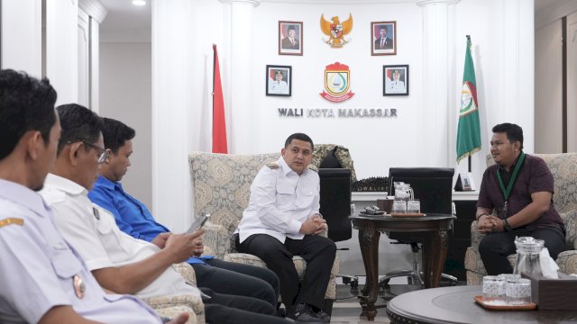 Pengurus Badko HMI Sulsel, bertemu Wali Kota Makassar, Munafri Arifuddin di Kantor Balai Kota Makassar, Rabu (21/5/2025).