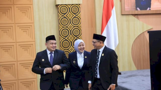 Wali Kota dan Wakil Wali Kota Makassar, Munafri Arifuddin dan Aliyah Mustika Ilham, serta Ketua DPRD Kota Makassar, Supratman 