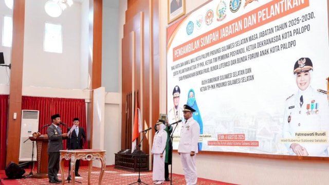 Lantik Naili-Akhmad Syarifuddin, Gubernur Sulsel: Palopo Harus Jadi Sentra Pembangunan Luwu Raya