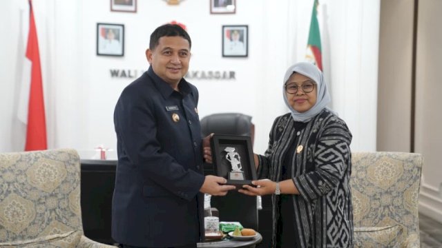 Wali Kota Makassar, Munafri Arifuddin menerima kunjungan dari Lembaga Perlindungan Saksi dan Korban (LPSK) yang dipimpin Wakil Ketua LPSK RI, Sri Suparyati, di Balai Kota Makassar, Selasa (3/09/2025).