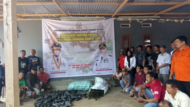 Program bantuan bibit rumput laut bagi petani pembudidaya di wilayah pesisir.