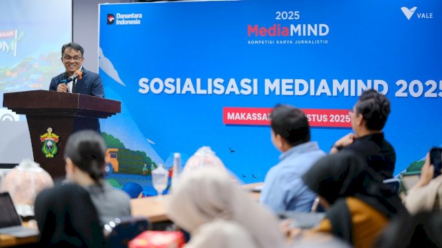 Chief Project Officer Vale Indonesia, Muhammad Asril, dalam Sosialisasi MediaMIND 2025 di Universitas Hasanuddin Makassar