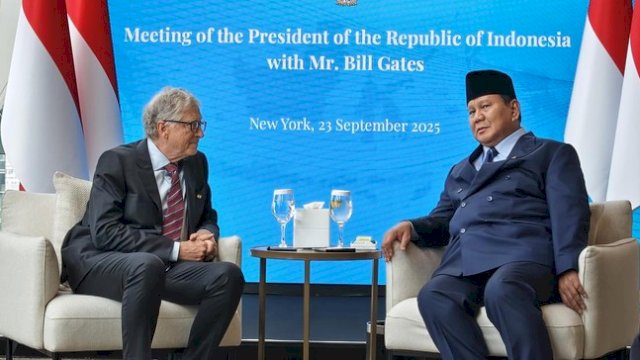 Pertemuan Prabowo dengan Bill Gates di New York, Amerika Serikat. Foto: ANTARA FOTO/FATHUR ROCHMAN