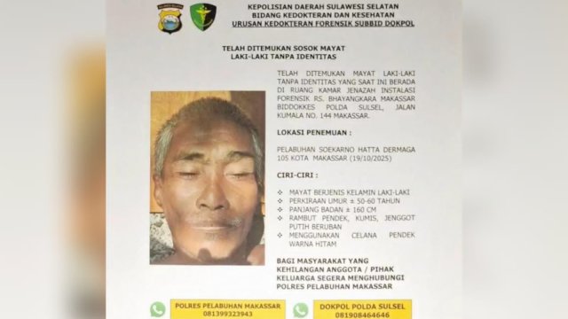 Pria Tanpa Identitas Ditemukan Mengapung di Pelabuhan Soekarno-Hatta Makassar