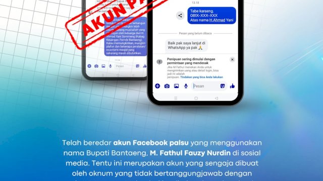 Modus Kirim Sedekah, Akun Sosmed Penipu Mengaku Bupati Bantaeng