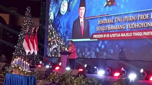 Ketua Majelis Tinggi Partai Demokrat Susilo Bambang Yudhoyono (SBY)  dalam Perayaan Natal Nasional dan Tahun Baru 2026 Partai Demokrat.