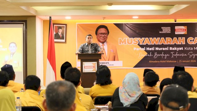 Munafri&ndash;Aliyah Kompak Hadiri Muscab Hanura Makassar, Tegaskan Komitmen Kolaborasi Lintas Partai