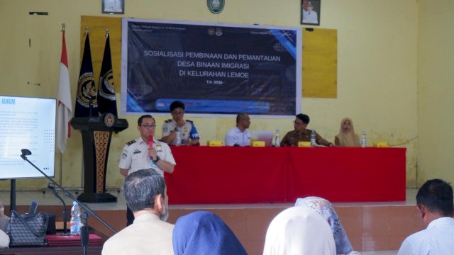 Perkuat Pencegahan TPPO, Imigrasi Parepare Gelar Sosialisasi Desa Binaan di Kelurahan Lemoe