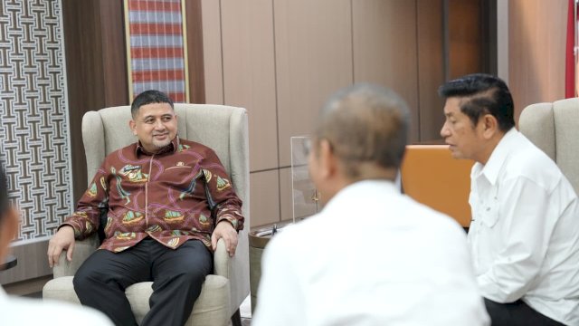 Wali Kota Makassar, Munafri Arifuddin, saat menerima audiensi pengurus PWI Provinsi Sulawesi Selatan di Balai Kota Makassar, Kamis (30/4/2026).