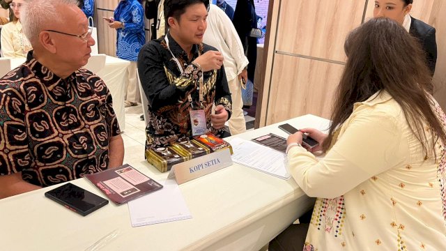 Suasana sesi business matching (B2B) dalam rangkaian Indonesia Gastrodiplomacy Series (IGS) 2026 yang mempertemukan pelaku UMKM lokal dengan calon investor dari mancanegara di Hotel The Rinra, Makassar, Rabu (24/6/2026).
