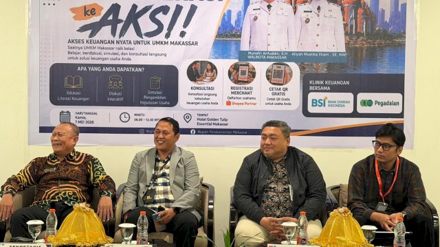 Kegiatan Literasi dan Inklusi Keuangan TPAKD bertema &ldquo;Dari Literasi ke Aksi&rdquo; yang diselenggarakan oleh Bagian Perekonomian Setda Kota Makassar.