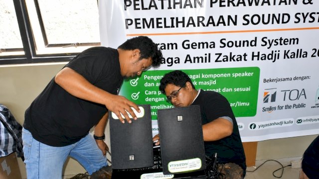 Tim Islamic Care LAZ Hadji Kalla menggelar pelatihan pemasangan dan maintenance sound system di Masjid Ridhatul Jannah, Jalan Metro Tanjung Bunga, Lorong 300, Kecamatan Tamalate, Kota Makassar, beberapa waktu lalu.