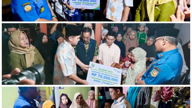 Penyerahan santunan dilakukan oleh Bupati Kabupaten Pangkep, Muh. Yusran Lalogau, bersama Dirjen Bina Administrasi Kewilayahan Kementerian Dalam Negeri, Dr. H. Safrizal ZA, serta Kepala BPJS Ketenagakerjaan Pangkep, Muliyati Nasrun, didampingi Petugas BPJS Ketenagakerjaan Pangkep, Akhmad Azhari.
